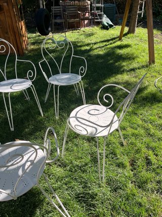 6 Sillas de jardín de hierro blancas
