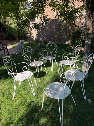 6 Sillas de jardín de hierro blancas