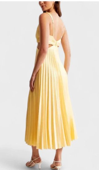 Vestido amarillo plisado nuevo talla L