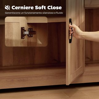 Credenza da Cucina, Mobile con 2 Cassetti, 2 Armadietti, Credenza Buffet con Porte Chiusura Morbida, Ripiani Regolabili, per Soggiorno, 120X38X79 Cm, Rovere