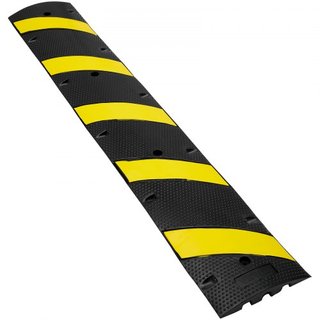 2PCs Topes de Velocidad de Caucho 183 x 30 x 4.5 cm, 2 Canales, Capacidad de 100000 kg, Tope de Velocidad de Tráfico de Alta Resistencia, con Banda Reflectante Amarilla, 8 Tornillos de Expansión y...
