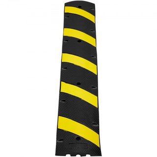 Bache de Caucho 183 x 30 x 4.5 cm, 2 Canales, Capacidad de Carga de 10000 kg, Bache de Tráfico de Alta Resistencia, con Tira Reflectante Amarilla, 4 Tornillos de Expansión y 1 Taladro, para Asfalt...