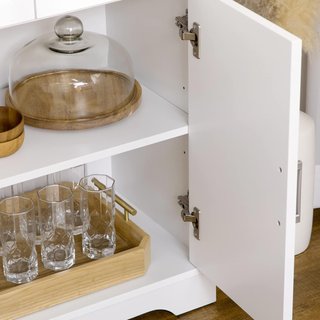 Credenza Moderna da Cucina con 3 Cassetti e 3 Ante in MDF, Mobile Multiuso con Ripiano Regolabile per Cucina e Soggiorno, 101x39x82 cm, Bianco