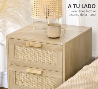 Mesita Noche Cannage Madera y Ratán