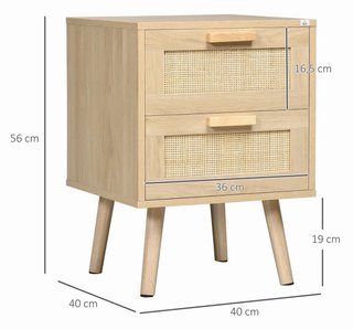 Mesita Noche Cannage Madera y Ratán