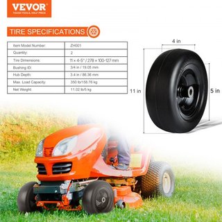 Pneumatici per Tosaerba con Cerchio, Pneumatici Tubeless per Trattore 11x4-5", Confezione da 2 Pneumatici e Ruote, Pneumatico in PU Senza Forature, Asse Centrato da 3,4", Dimensione del Mozzo da 3/4", 20 PCS...