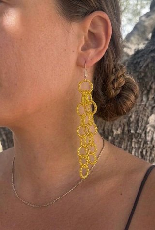 Pendientes artesanales oro y verde