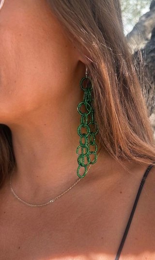 Pendientes artesanales oro y verde