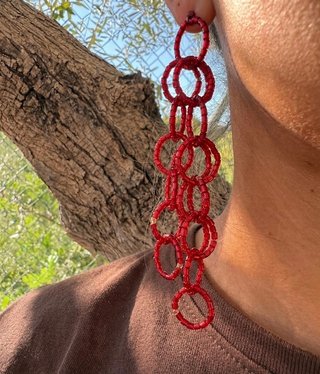 Pendientes artesanales oro y verde