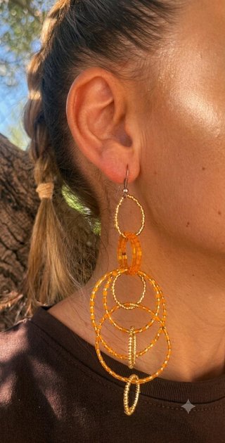 Pendientes artesanales oro y verde