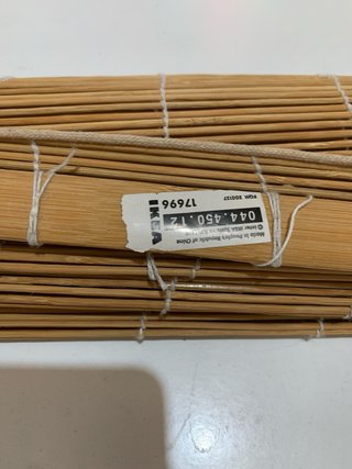 Estor enrollable bambú liso, sin uso