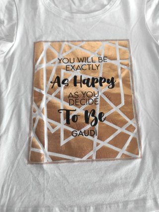 Camiseta GAUDI manga corta blanca y dorada