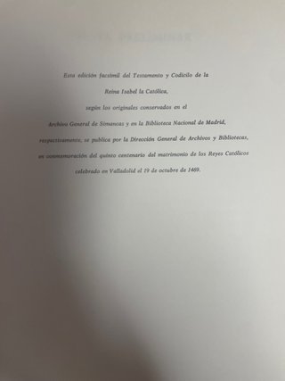 Libro Testamento y Codicilo Isabel la Católica