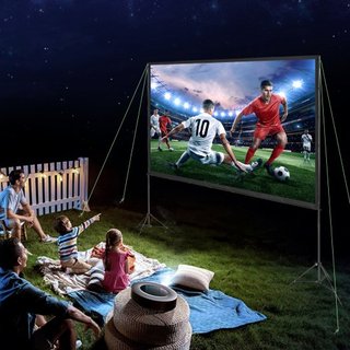 Pantalla de Proyector con Soporte, Pantalla de Película Exterior de 120 pulgadas 16:9 4K 1080 HD con Soporte, Pantalla de Proyección Sin Arrugas con Trípodes y Bolsa de Transporte, para Cine en Ca...
