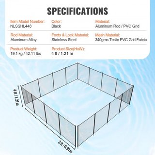Cerca de piscina, 1.2 x 14.6 m Cercas de piscina removibles para piscinas enterradas al aire libre