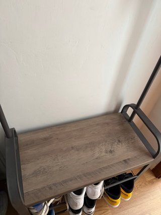 Perchero banco recibidor metal y madera mueble