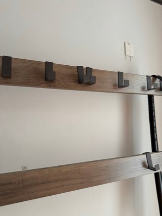 Perchero banco recibidor metal y madera mueble