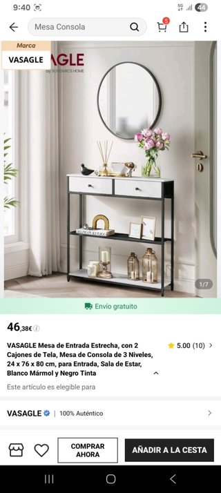 Mesa de entrada con cajones y estantes