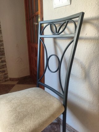 Conjunto de Mesa de Comedor de Cristal y 6 Sillas