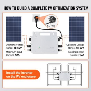 Inversor Micro Solar de Conexión a Red, 600W, Inversor Micro Solar, Inversor de Energía Solar de Aleación de Aluminio Impermeable IP67, Voltaje de Funcionamiento DC18-50V con Antena Wifi APP y Cab...