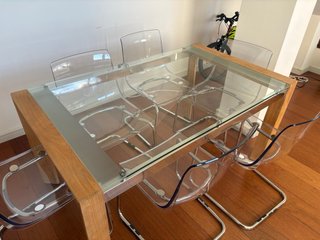 Mesa Comedor Cristal y Madera 150x90