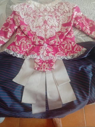 Traje de Fallera Completo Rosa y plateado