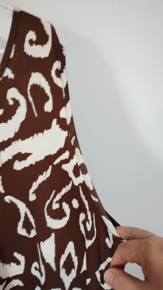 Vestido largo estampado marrón y blanco Talla XXL