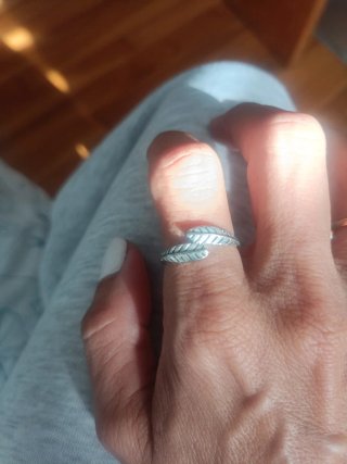 Anillo ajustable plata diseño plumas