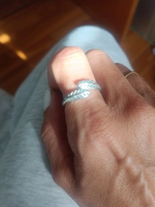 Anillo ajustable plata diseño plumas
