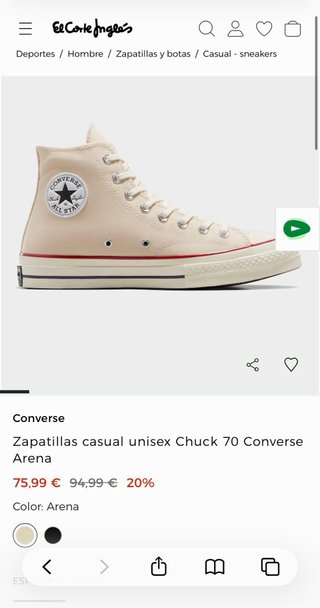 Converse Chuck 70 color Arena Nuevas Talla 43