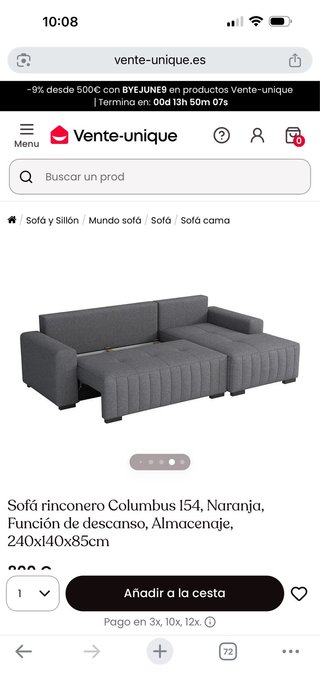Sofá Cama Chaise Longue Marrón