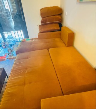 Sofá Cama Chaise Longue Marrón