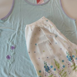 Pijama corto mujer azul flores nuevo