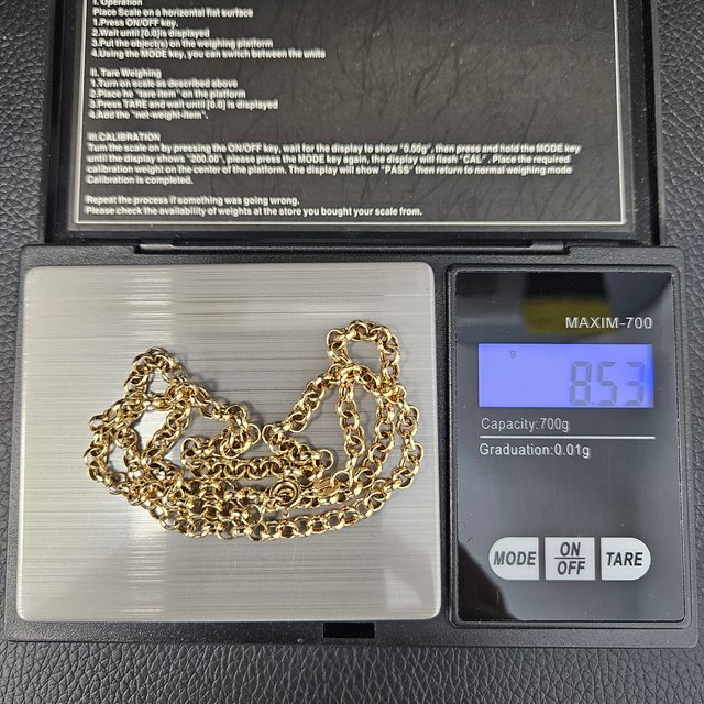 Cadena de Oro 18K, Rolo, 8,5gr, 45cm
