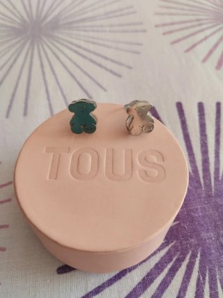 Pendientes Oso Tous Plata y Turquesa