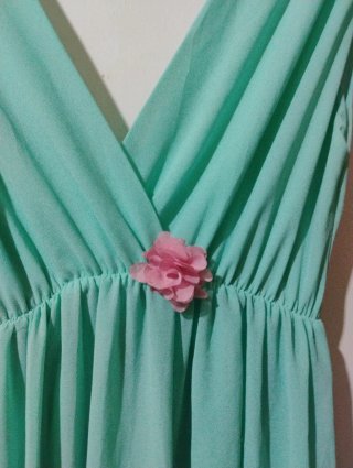 Vestido largo teal con flores