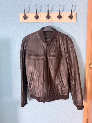 Chaqueta de cuero negra Zara