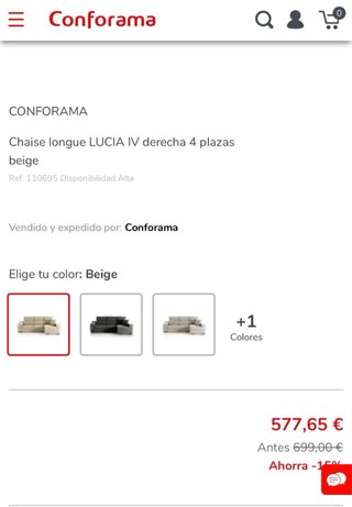 Sofá Chaiselongue de Comforama