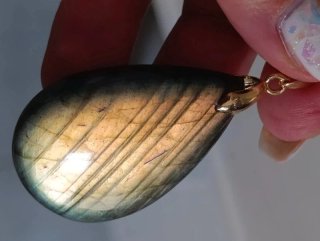 Ciondolo Labradorite Naturale Goccia Oro