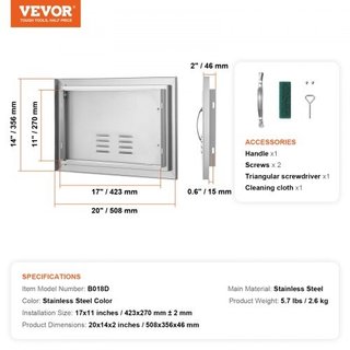 Sportello di accesso per barbecue, 508x356 mm, spo