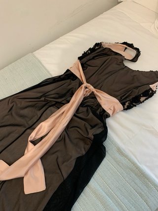 Vestido largo negro y rosa