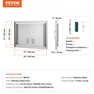 Sportello di accesso per barbecue, 610x432 mm, spo