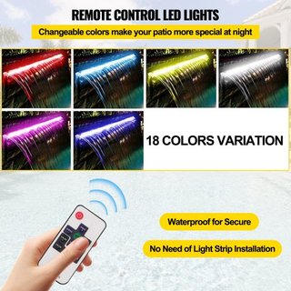 Desagüe de Cascada para Piscina 151x11.5x8 cm Fuente de Piscina de Acero Inoxidable con Tira LED Colorida, Conector de Manguera, Control Remoto, Resistente a la Corrosión para Estanque, Jardín Ext...
