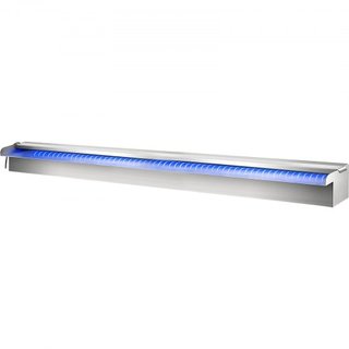 Desagüe de Cascada para Piscina 151x11.5x8 cm Fuente de Piscina de Acero Inoxidable con Tira LED Colorida, Conector de Manguera, Control Remoto, Resistente a la Corrosión para Estanque, Jardín Ext...