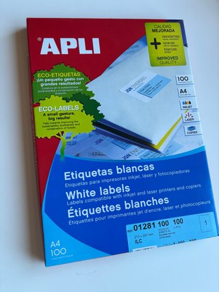 Caja 100 Etiquetas Adhesivas A4 Blancas