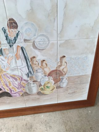 Quadro dipinto a mano su piastrelle