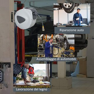 Enrollador Automático 10M + 90Cm Con Conexión Φ1/4'', Montaje en Pared Y Giratorio 180°, Gris