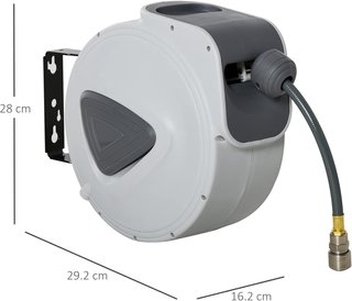 Enrollador Automático 10M + 90Cm Con Conexión Φ1/4'', Montaje en Pared Y Giratorio 180°, Gris