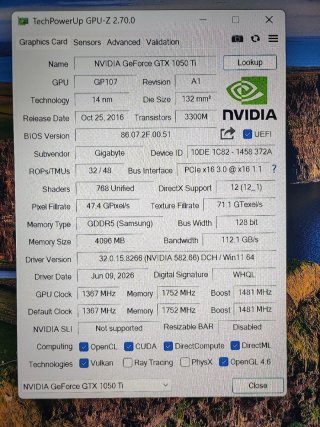 Gráfica Gigabyte Nvidia GeForce GTX 1050 TI