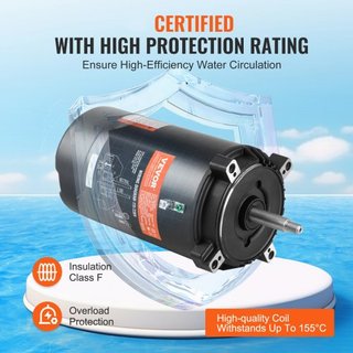 Motor de Bomba de Piscina de 1 HP, Marco 56J, 115V(9.8 Amperios)/230V(4.9 Amperios) 3450 RPM, 60Hz, Factor de Servicio 1.4, Condensador 90μF/250V, Motor de Reemplazo de Flange Redonda de Rotación CCW